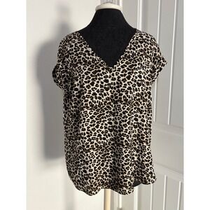 Women's‎ New York Company Leopard Print V-Neck Casual Tunic Top Size L